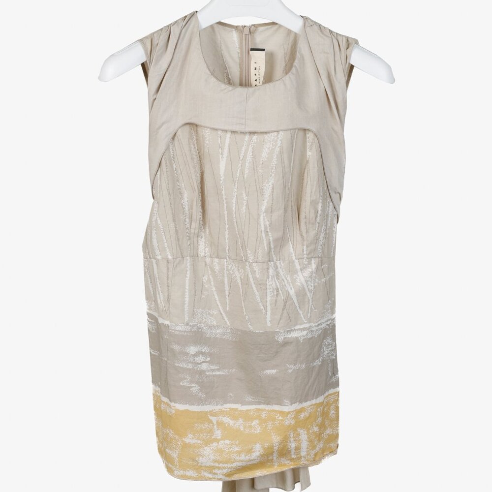 Marni Beige Ochre Yellow Print Tie-Back Blouse